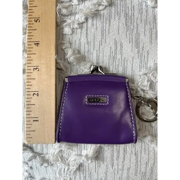 Vintage Fossil Purple Keychain Coin Purse Leather - Picture 6 of 6